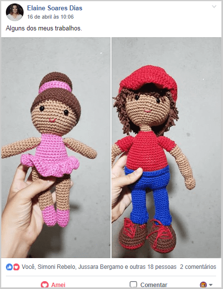 Amigurumi de uma bailaria e de um menino